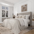 thumbnail image 1 of Frostbloom Full Size Linen Fabric Platform Bed Frame with Vertical Channel Tufted Wingback Headboard, Beige, 1 of 7