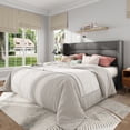 thumbnail image 1 of Frostbloom King Size Linen Upholstered Platform Bed Frame with Wingback Headboard, No Box Spring Needed, Dark Gray, 1 of 8