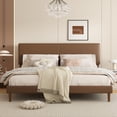 thumbnail image 1 of Frostbloom King Size Faux Leather Platform Bed Frame with Adjustable Headboard, Dark Brown, 1 of 9