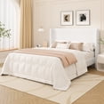 thumbnail image 1 of Frostbloom Queen Size Boucle Upholstered Platform Bed Frame with Wingback Headboard, White, 1 of 10