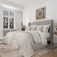 thumbnail image 1 of Frostbloom Queen Size Linen Fabric Platform Bed Frame with Vertical Channel Tufted Wingback Headboard, Light Gray, 1 of 7