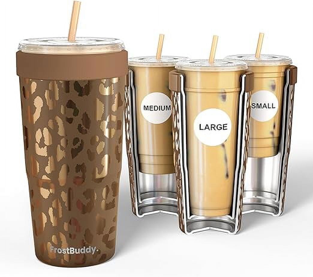 Frostbuddy | To Go Buddy - 30 oz Stainless Steel Vacuum Insulated Tumbler Cup - thermal cups for hot and cold drinks - stainless steel Tumbler Dunkin Cup (Copper Leopard)