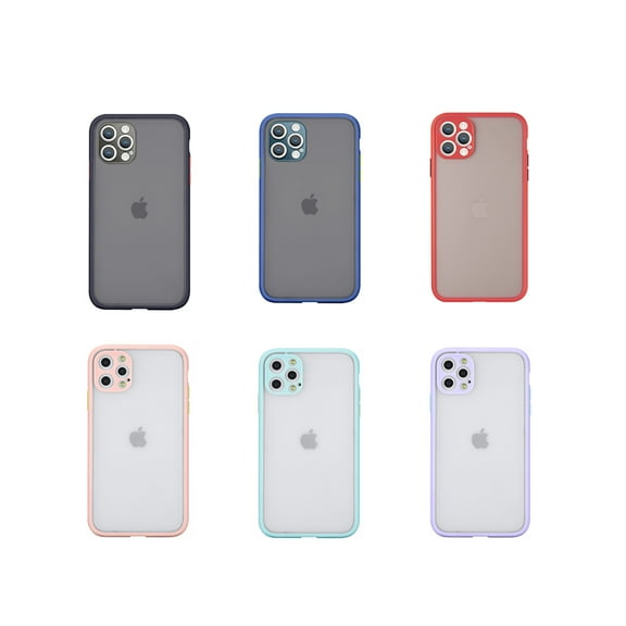 Frosted 2 Tone Pc Camera Lens Protector Case For Iphone 13 Pro 6.1 - Red Case With Black Buttons