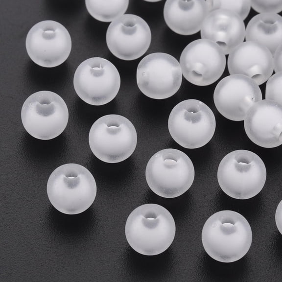 Frosted Acrylic Beads Bead in Bead Round White 16mm Hole: 3mm about 225pcs/500g