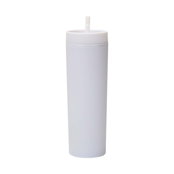 Frosted Acrylic Skinny Tumbler 16oz Double Wall Reusable Cup with Straw and Lid for Cold Drinks Travel