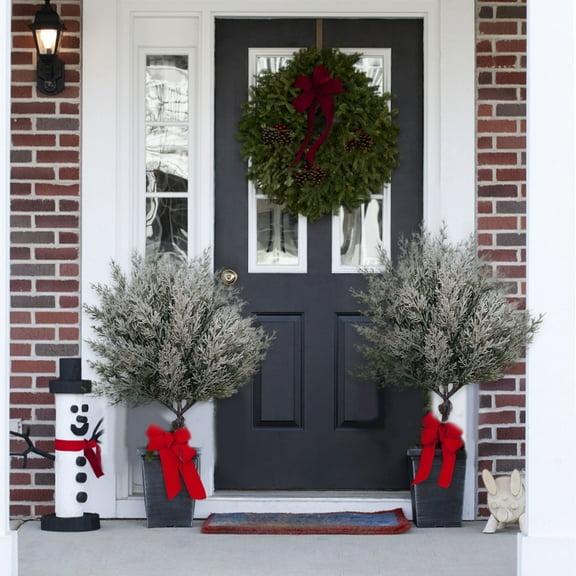 Frosted Artificial Cedar Pine Branches 16.5" Christmas Greenery Picks Sprays Cedar Stems with Snow Faux Cedar Pine Sprigs Twigs for Table Centerpieces Flower Arrangements Winter Decor