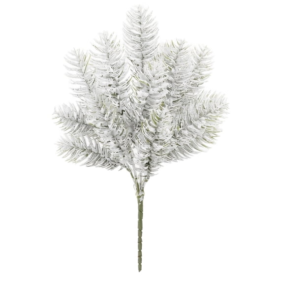 Frosted Artificial Pine Branch Pick, Snow-Covered Evergreen Spray for Christmas Trees, Wreaths, Garlands and Holiday Floral Arrangements, 14.96 in