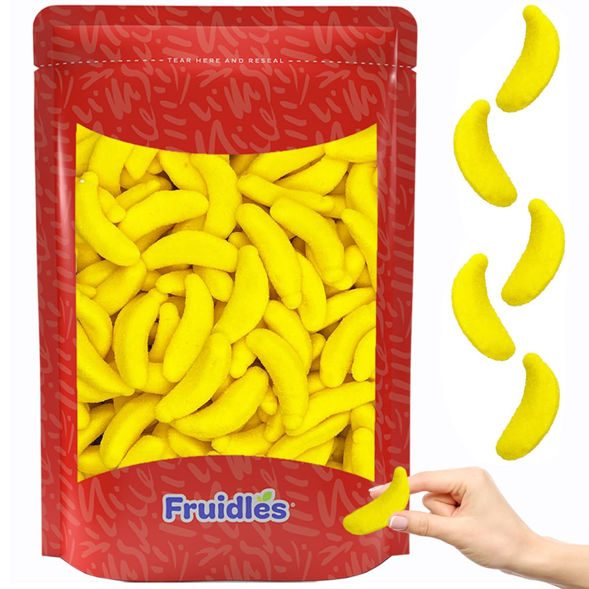 Frosted Banana Gummy Candy, Delicious Sugar Coated Fruit Flavors Gummies (HalfPound)