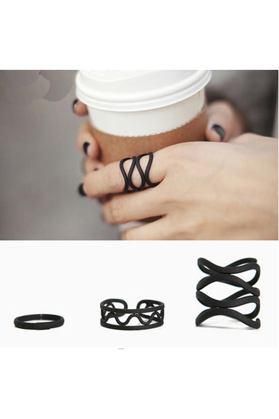 Frosted Black Korean Fashion Trendy Joint Ring