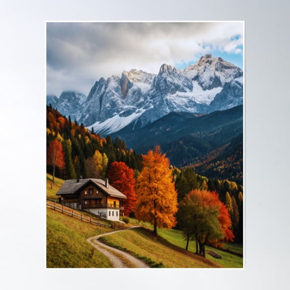 Frosted Canopy: Mystical Mixed Deciduous Forest In Snowy Mountain Wilderness Poster Wall Art, Modern Wall Decor, 8x12 UNFRAMED