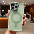 thumbnail image 1 of Frosted Case for iPhone 14 Pro Max, Skin-Feel Strong Magnetic Phone Cover Compatible with MagSafe, Milirary Grade Drop Protection Shockproof Translucent Lightweight Slim Case, Matchagreen, 1 of 10