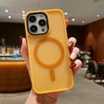 thumbnail image 1 of Frosted Case for iPhone 15 Pro, Skin-Feel Strong Magnetic Phone Cover Compatible with MagSafe, Milirary Grade Drop Protection Shockproof Translucent Lightweight Slim Case, Yellow, 1 of 10