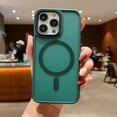 thumbnail image 1 of Frosted Case for iPhone 15 Pro, Skin-Feel Strong Magnetic Phone Cover Compatible with MagSafe, Milirary Grade Drop Protection Shockproof Translucent Lightweight Slim Case, Darkgreen, 1 of 10