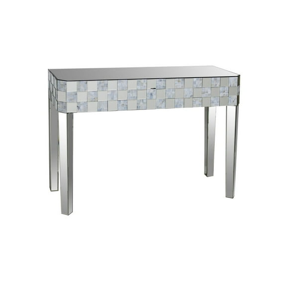Frosted Chequered Pattern Console Table In Rectangular Shape Clear