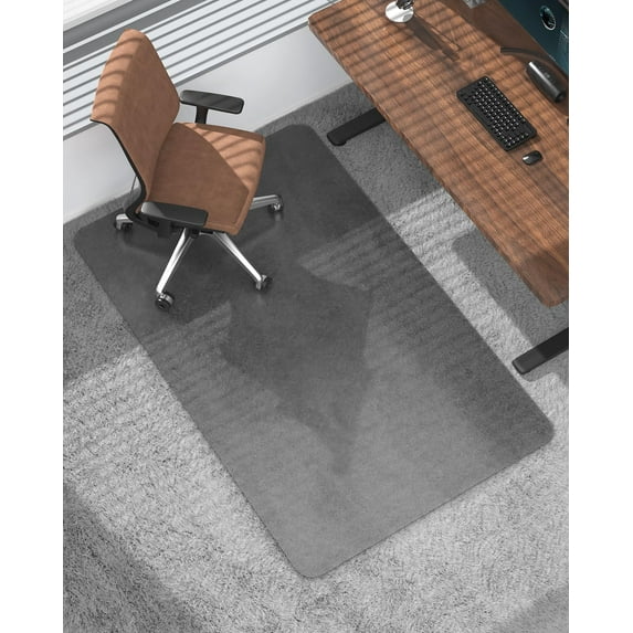 Frosted Clear Chair Mat for High Pile Carpet and Hardwood Floor, 34.6"*47.2" Hard Material Chair Mat, Heavy Duty Computer Chair Mats for Rolling Chairs, Desk Floor Rug for Office and Home Grey