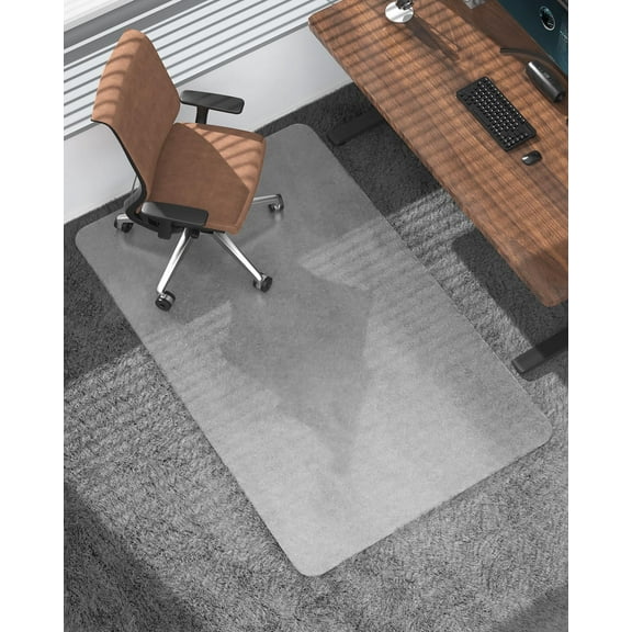 Frosted Clear Chair Mat for High Pile Carpet Hardwood Floor, 34.6x47.2 Inch Heavy Duty Office Chair Mat, Non-Slip Desk Floor Protector for Rolling Chairs Home Office, Brown