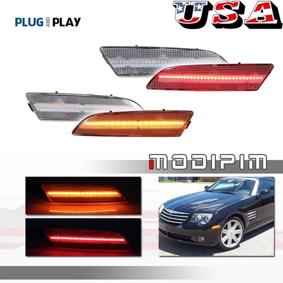 Suitable for 04-08 Chrysler Crossfire transparent lens side marker LED kit, front and rear-