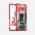thumbnail image 1 of Frosted Clear Shockproof Armor Phone Case for Google Pixel 6 Pro 6A 5A with Stand, Magnetic Back(Red,Pixel 6A), 1 of 8
