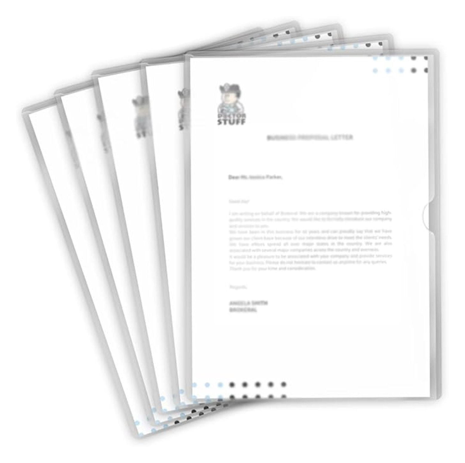 Frosted Clear Vinyl Folders - Heavy Duty Plastic Folders with Pocket, Letter Size L-Type Document Organizer for Office, Home & Medical Records - 50 Pack