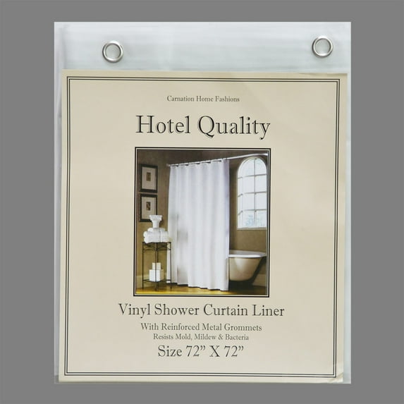 Frosted Clear Vinyl Shower Curtain Liner; Hotel Weight 8 Gauge, Metal Grommets, 72"x72"