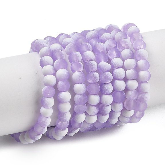 Frosted Crackle Glass Beads Strands Rondelle Lilac 4.5x3.5mm Hole: 0.8mm 222pcs/strand 30.71''~31.10''(78~79cm)