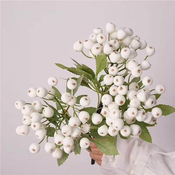 Frosted Cranberry Artificial Flower Branch - Elegant Christmas Tree Decoration Bouquet