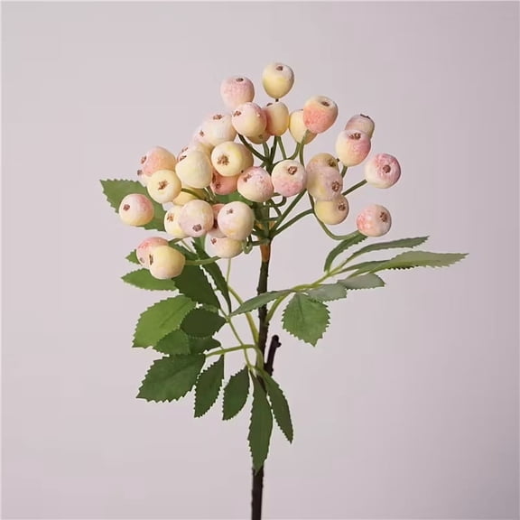 Frosted Cranberry Artificial Flower Branch - Elegant Holiday Decoration for Christmas Trees and Home Decor