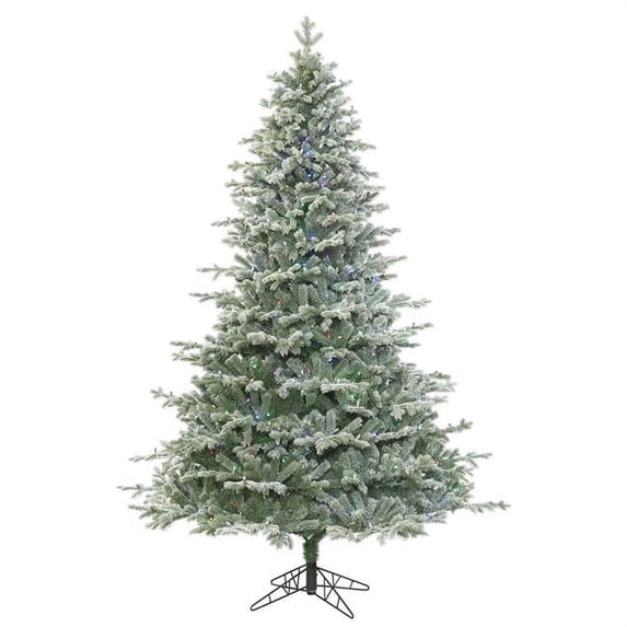 Frosted Denton Christmas Tree with Multi-Colored LED Lights, 7.5 ft. x 64 in.