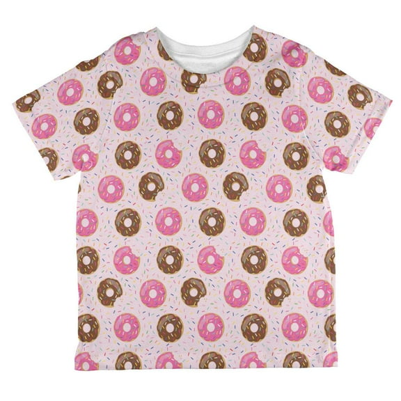 Frosted Donut Sprinkles Food Repeat Pattern All Over Toddler T Shirt Pink 6T