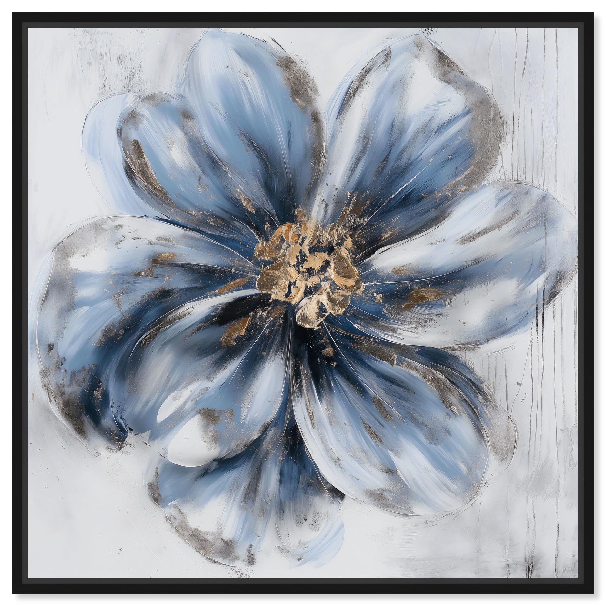 Frosted Elegance I Canvas Flower Art by Art Remedy, Black Frame, 16" x 16"