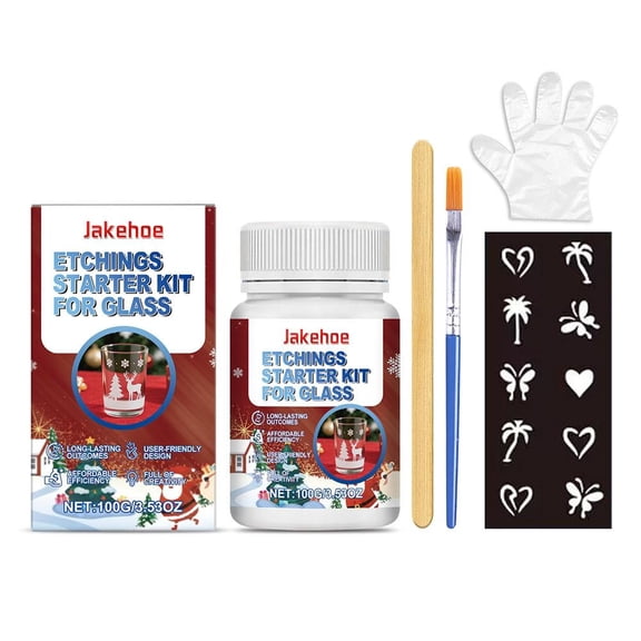 Frosted Etch Starter Kit for Glass, Glassware Etching Kit Creates Permanent Etched Patterns, Glass Etching Starter Medium for Intricate Designs, Art Mirrors Frosted Cream for Mirrors, 3.53 OZ