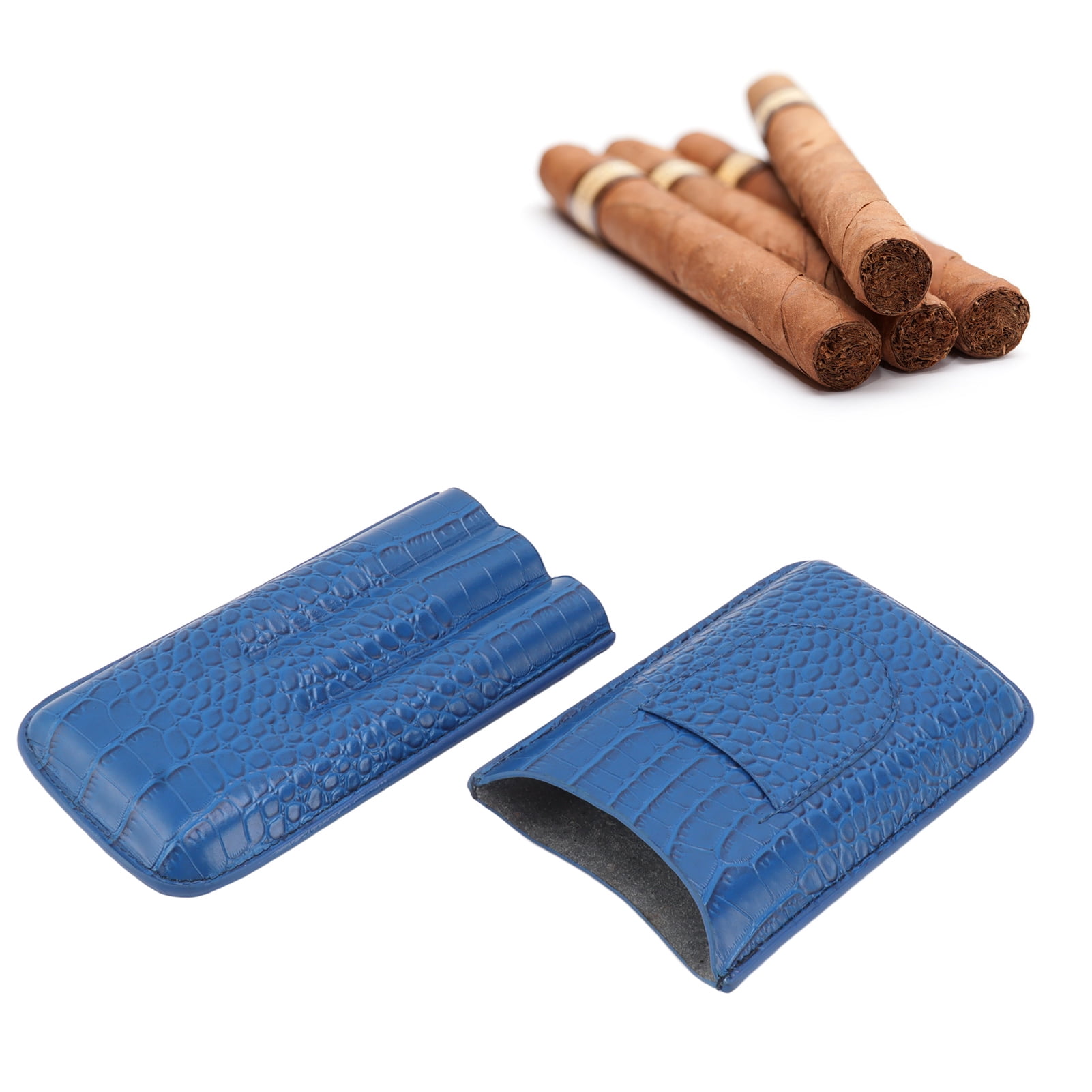 Frosted Finish Portable 3 Finger Leather Cigar Case Leather Cigar