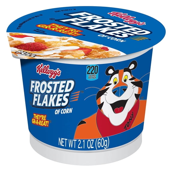 Frosted Flakes Cold Breakfast Cereal Cups, Good Source of 8 Vitamins and Minerals, Original, 7.87lb Case (60 Cups)