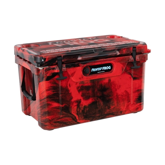 USA Made Frosted Frog Red and Black 45 Quart Ice Chest Heavy Duty High Performance Roto-Molded Cooler