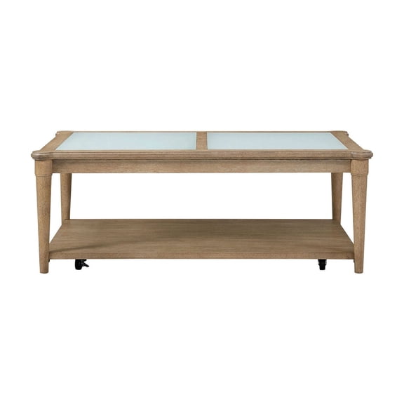 Frosted Glass Cocktail Table | Ideal for Cocktail Parties with Smooth Mobility | Solid Wood, MDF and Glass Construction with Sand Finish | Solves Mobility and Style Needs