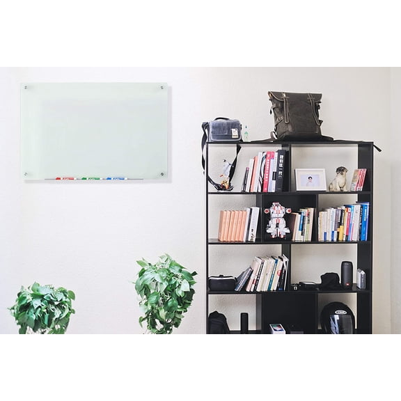Frosted Glass Dry-Erase Board Set - 2' x 1.5' - Includes Hardware & Marker Tray (Non-Magnetic)