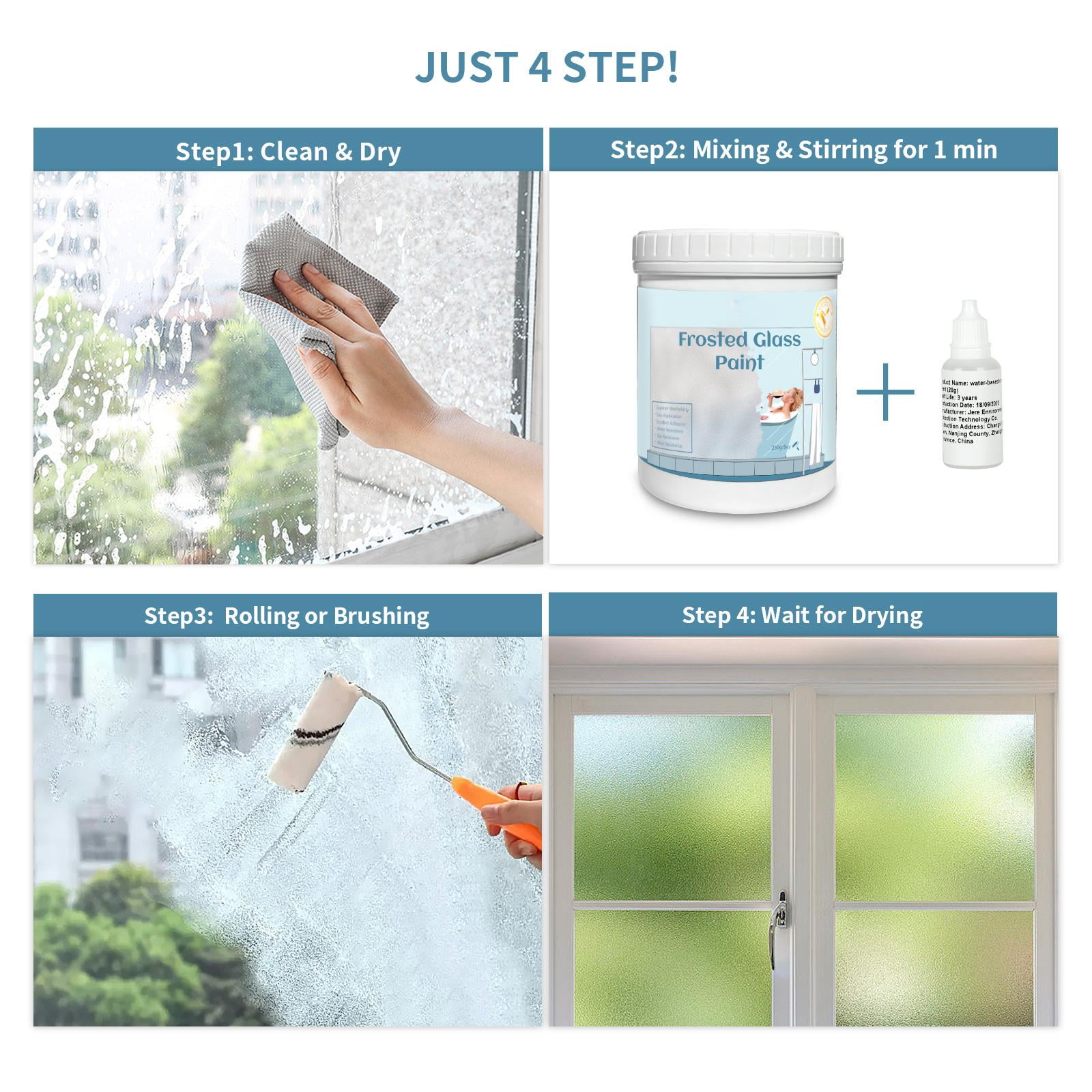 Frosted Glass Paint - 16oz Windows Privacy Paint, UV Resistant and ...
