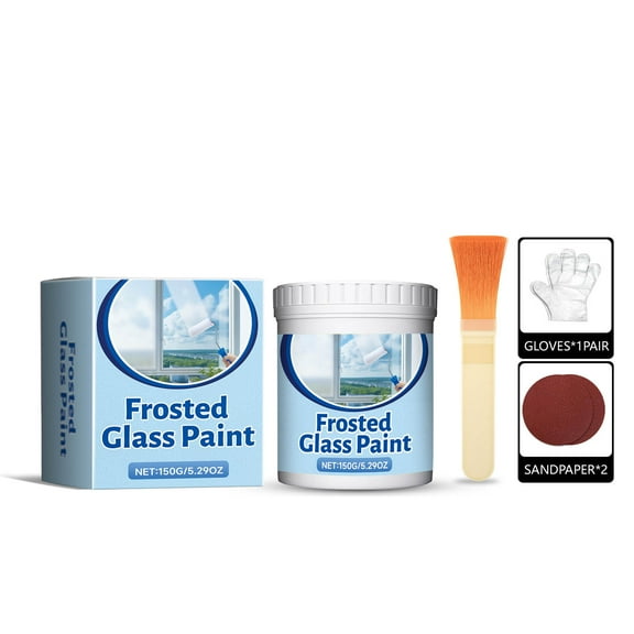 Frosted Glass Paint Spray For Window Film Privacy Bathroom Office Glass Door With Brush Gloves Sandpaper 8X5X2In 0.6Lb