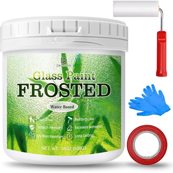 Frosted Glass Paint for Windows - 16oz Water-Based Window Privacy Film Spray Paint Kit with Tools, Low Odor Frosted Glass Spray for Bathroom, Kitchen, Sliding Door - DIY Window Frost Paint