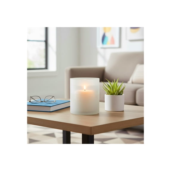 Decorative Frosted Glass Bottom Hurricane Candle Holder - Modern Pillar Candlestick Holder for Dining Table Centerpieces - Elegant Home Accents for Entryway, Living Room, or Any Occasion - 6", Clear