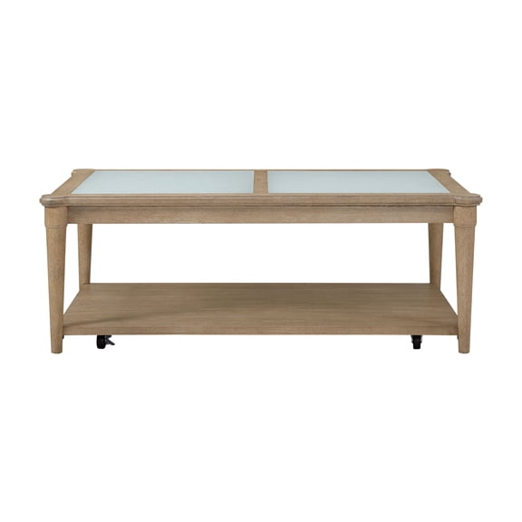 Frosted Glass Top Cocktail Table With Casters
