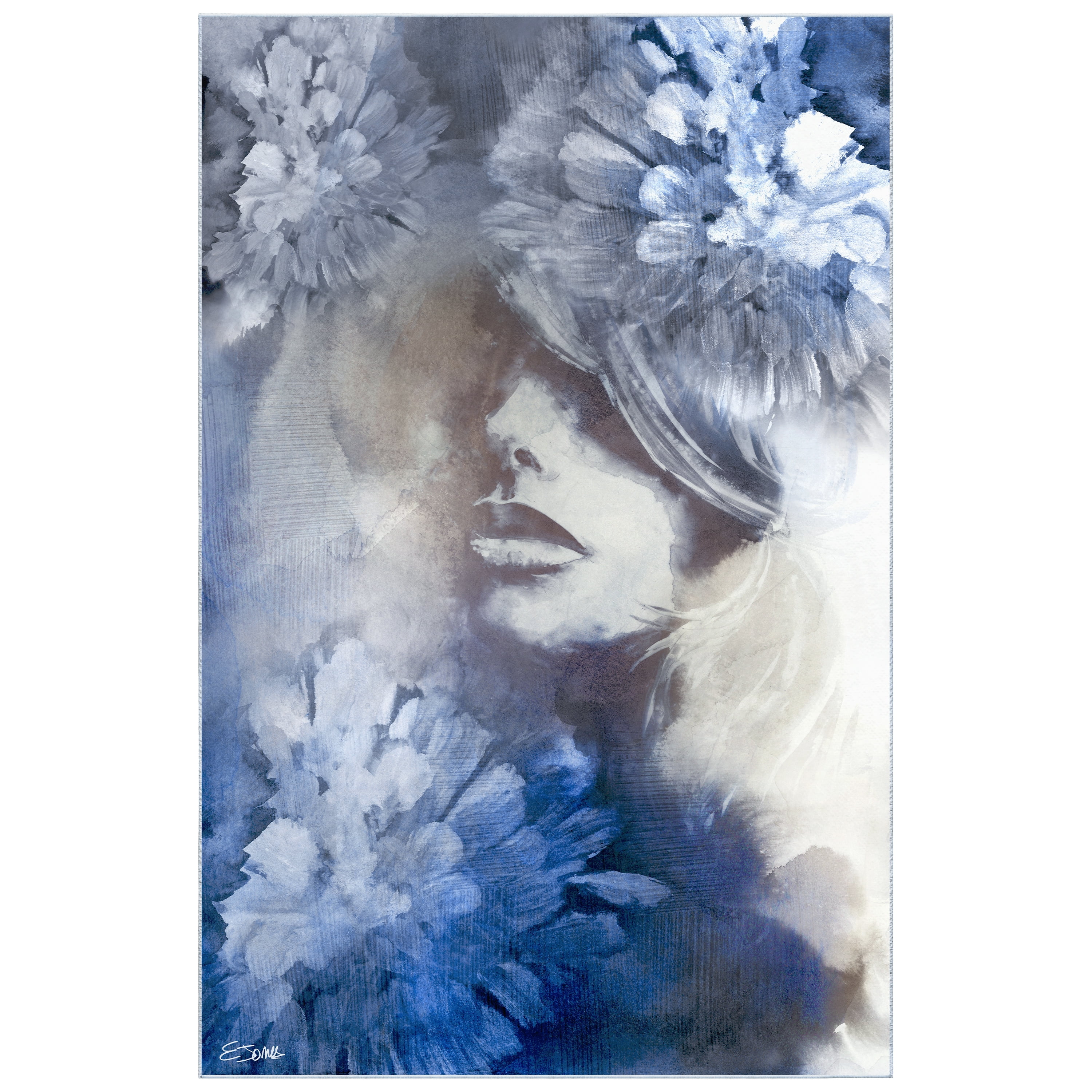Frosted Glass Washable Abstract Art Area Rug size 5'x8'