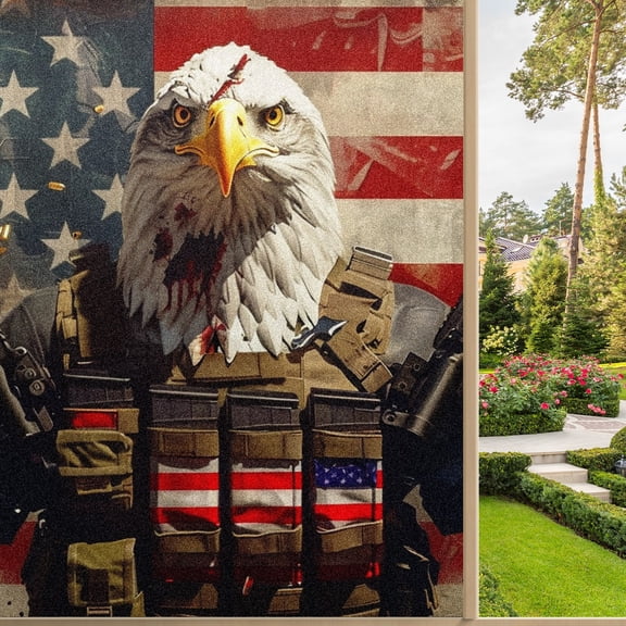 Frosted Glass Window Film Privacy Films Static Clings Uv Protection Sun Blocking Window decal Kit for Home Bathroom Office Bald Eagle America Flag (1)