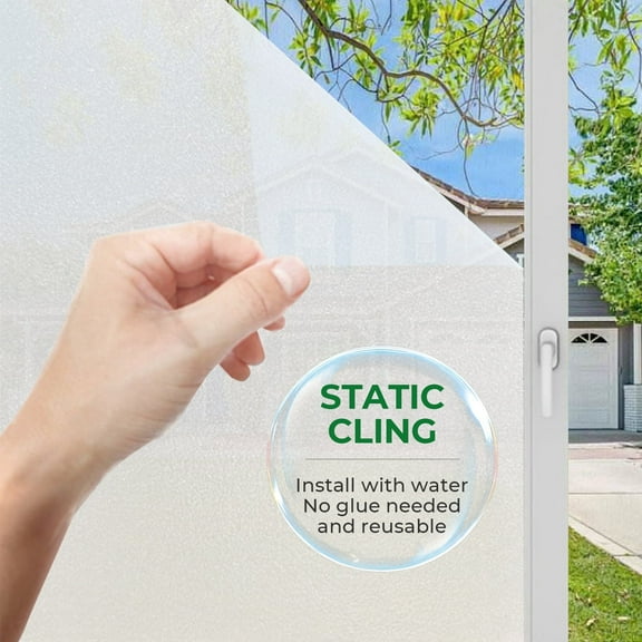 Brochao 17.7"x 78.7" Window Privacy Film, Frosted Glass Window Film, Static Cling Window Sticker, Non-Adhesive Window Clings for Home, Bathroom, Office