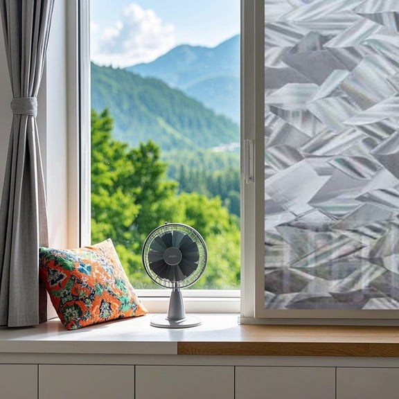 Frosted Glass Window Privacy Film Decorative, Bathroom Window Privacy Film for Glass Windows Cover, Static Cling, Removable, Reusable, Anti-UV, Anti-Glare, Heat Blocking B 60*100CM