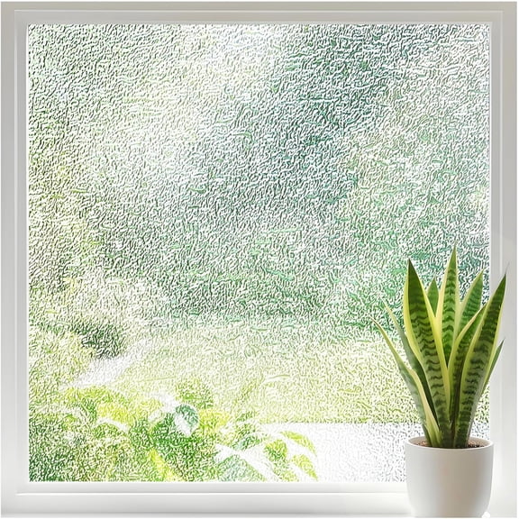 Frosted Glass Window Privacy Film with Ice Vein Texture, Static Cling UV Blocking Removable Covering, Decorative Frosting Film for Home Office Bedroom Door, Clear, 17.5 x 78.7 Inches
