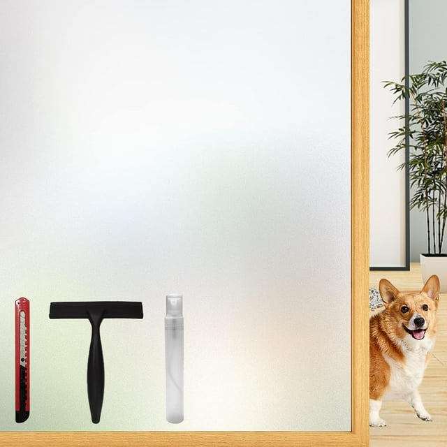 Frosted Glass Window Privacy Film with Installation Tools, Removable