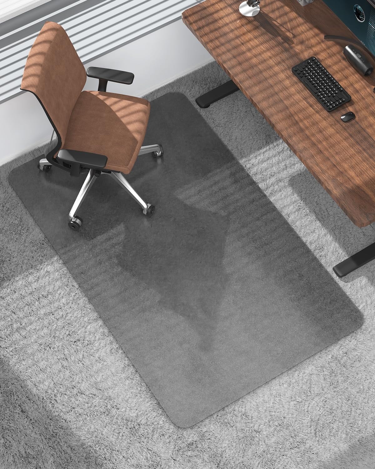 Frosted Grey Chair Mat for High Pile Carpet and Hardwood Floor