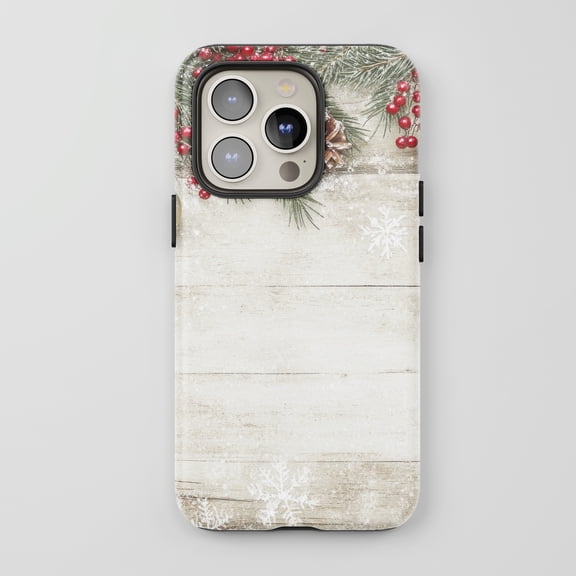 Frosted Holly Pine For All iPhone Series Tough Phone Case Winter Rustic White