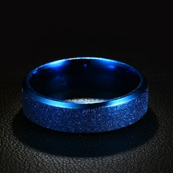 Frosted Stainless Steel Ring 6mm Unisex Band Gift Box